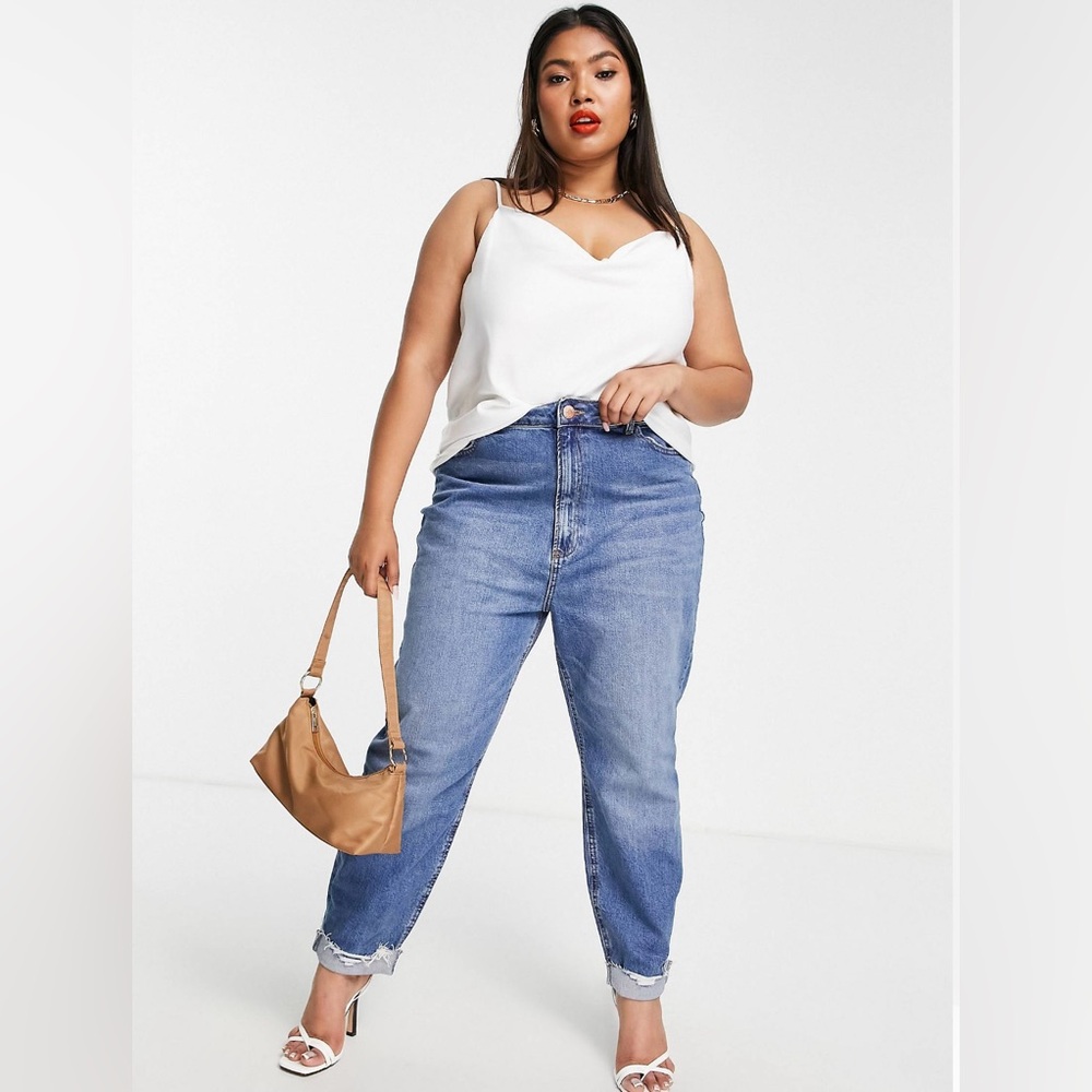River Island Plus satin cowl neck cami in white